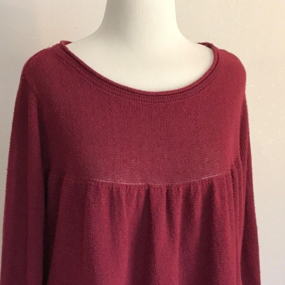 ALTAR'D STATE Size M‎ Maroon Wool Blend Baby Doll Boho Sweater